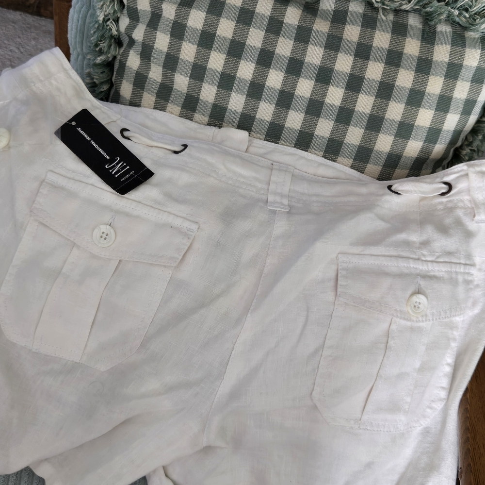 Inc White Linen Shorts - Picture 2 of 2